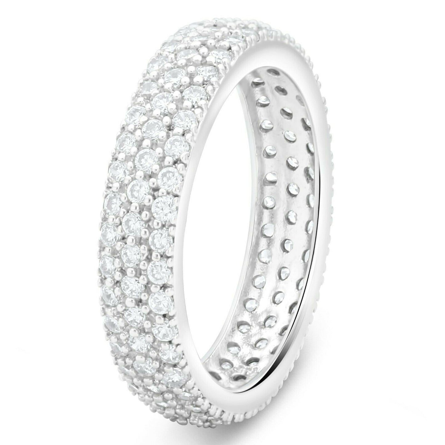 Ring Cocktailring 5 mm Memoire Zirkonia Weiß 925 Silber