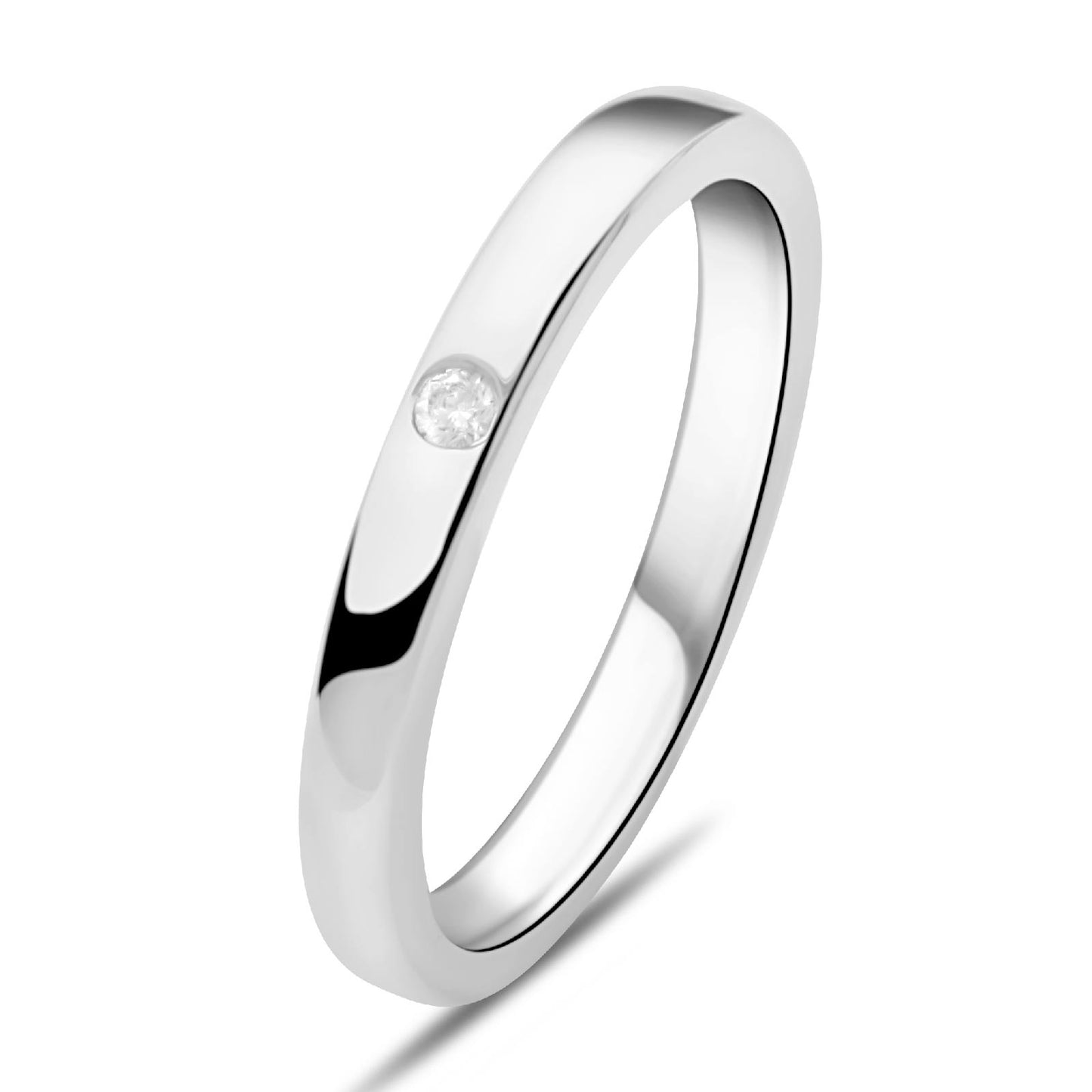 Ring 3mm Zirkonia Stein Weiß 925 Silber