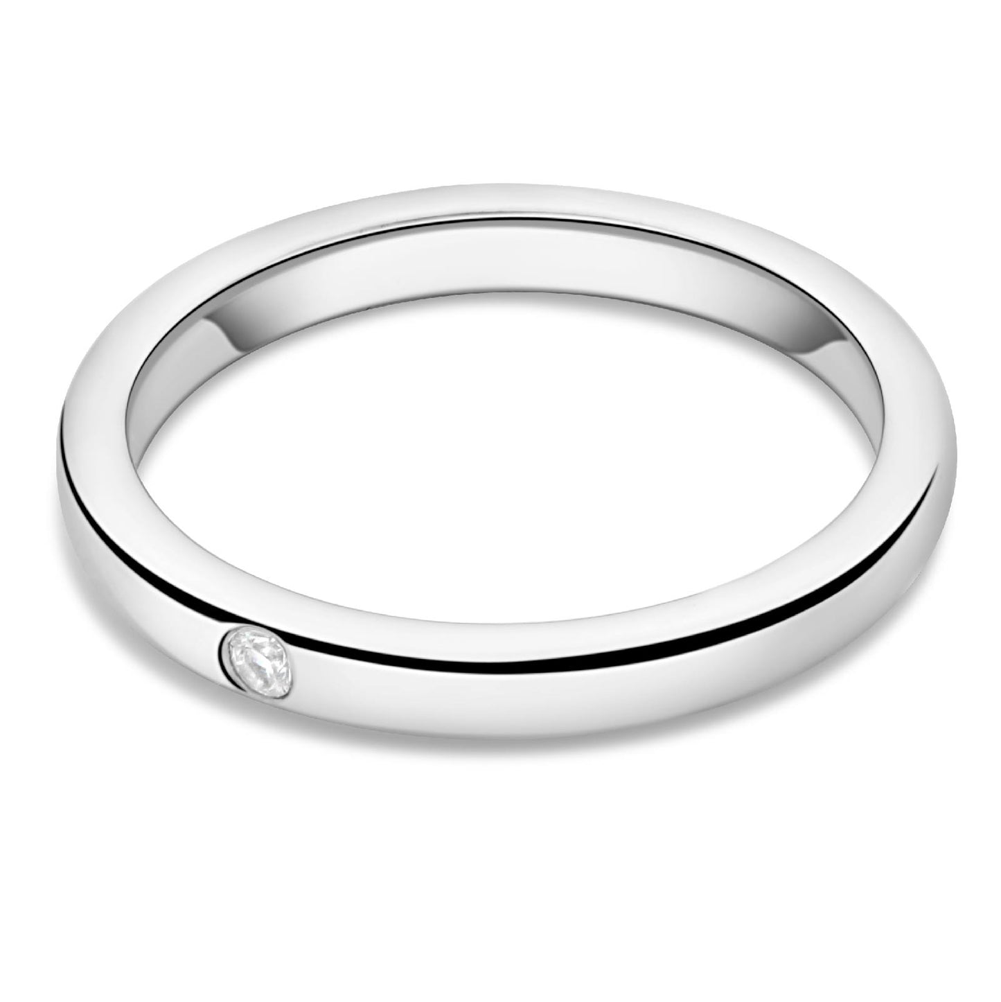 Ring 3mm Zirkonia Stein Weiß 925 Silber