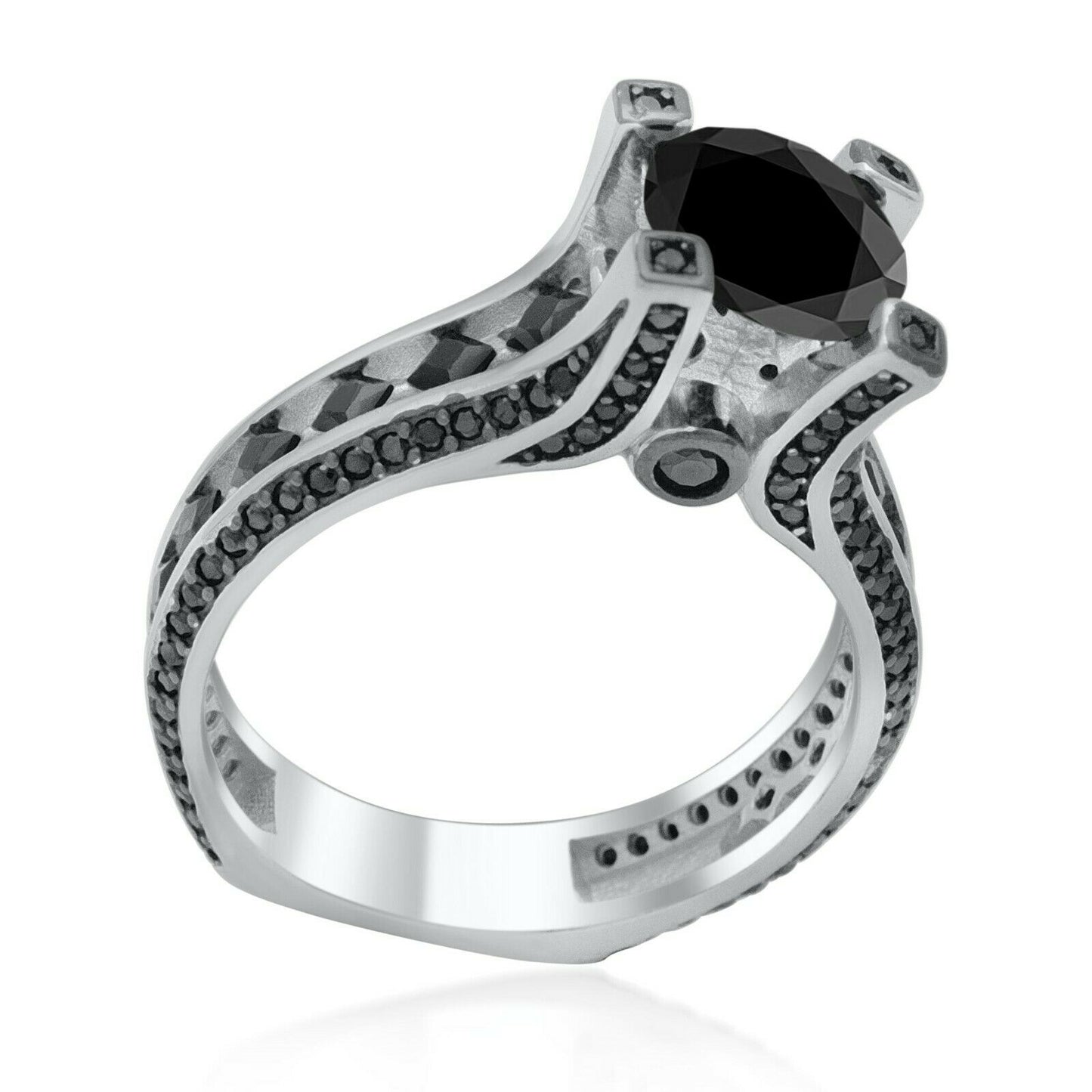 Ring Solitär Schwarze Zirkonia 925 Silber