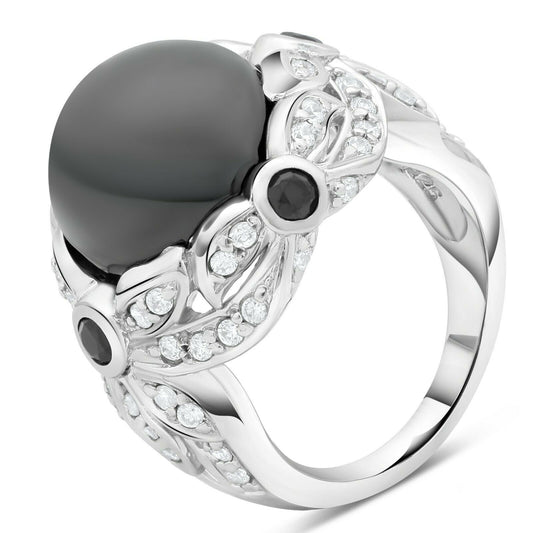 Ring Solitär Onyx Zirkonia 925 Silber