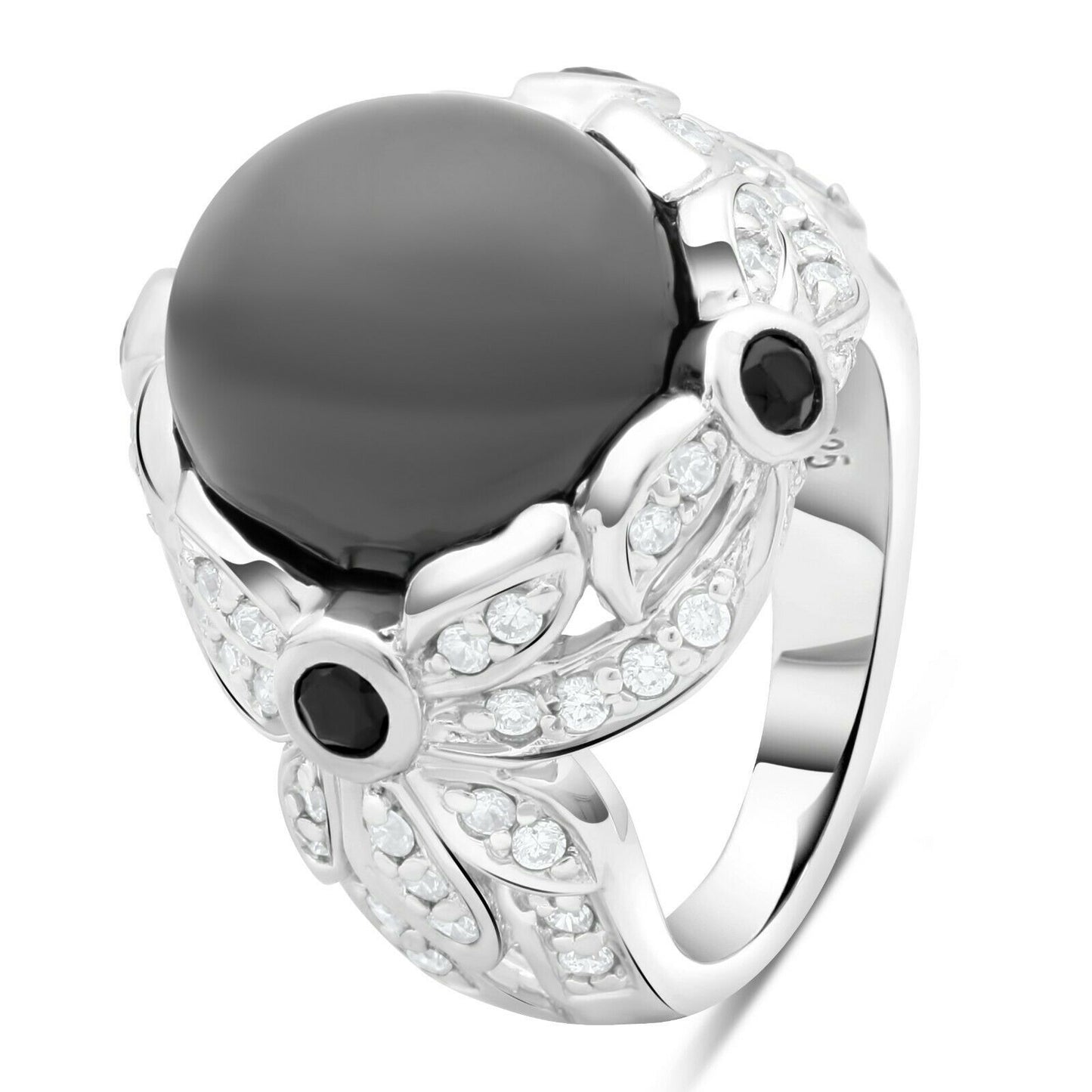 Ring Solitär Onyx Zirkonia 925 Silber