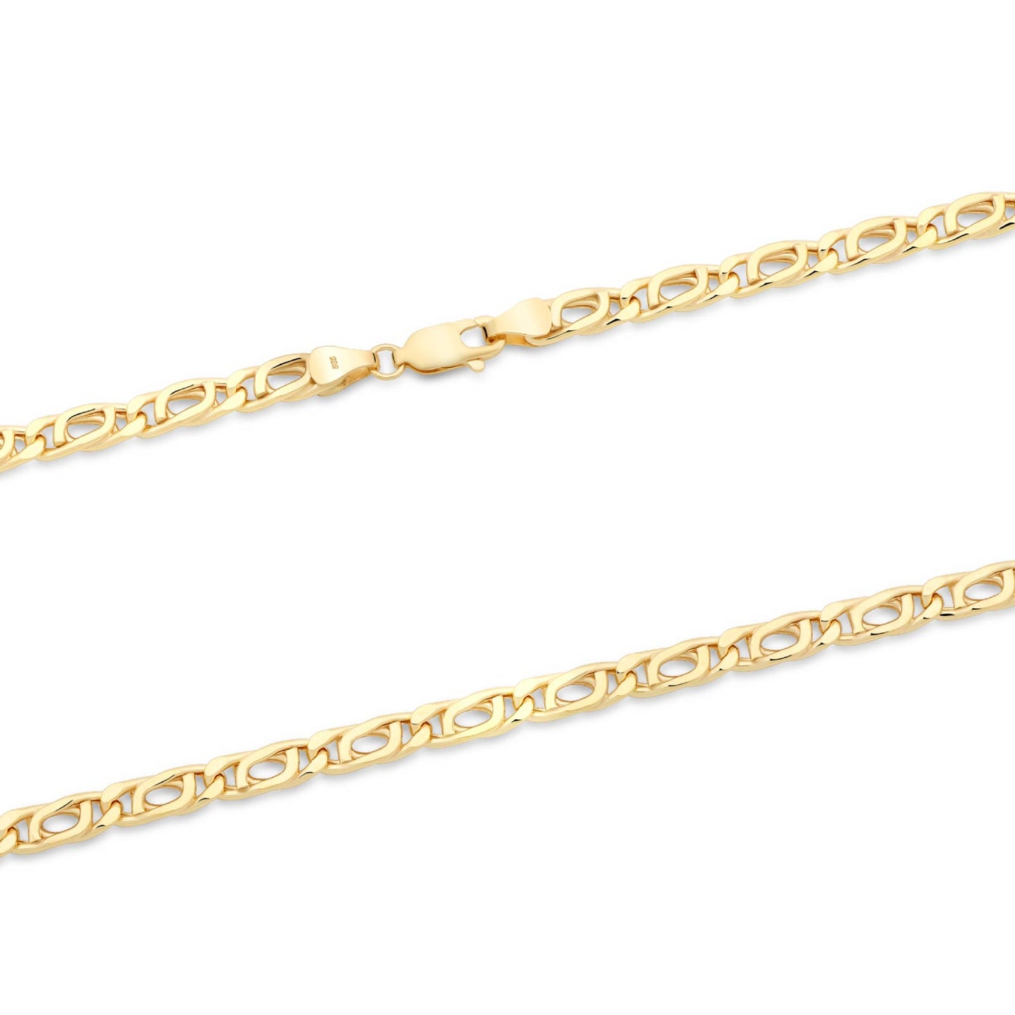 Tigerauge Kette 4mm 585er Gold