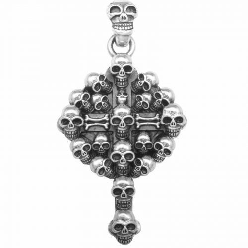 Totenkopf Kreuz Anhänger Gothic Kette 925 Sterling Silber